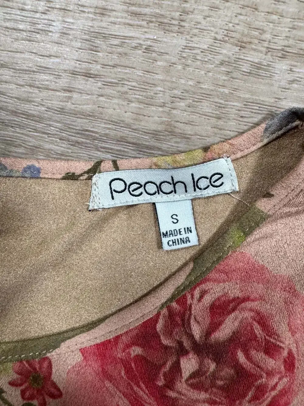 Peach Ice Floral Midi Dress Size S Pink Cottagecore Boho 3/4 Sleeve Maxi - Picture 10 of 14